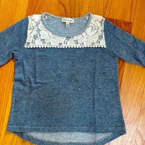 Blue and crème embroidered long sleeve shirt girls 7-8
